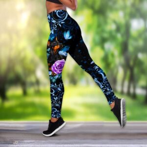 Dobermann Butterfly With Rose Hollow Tanktop Legging Set Outfit Casual Workout Sets Dog Lovers Gifts For Him Or Her 3 druikg