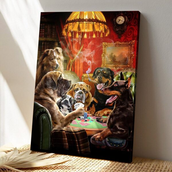 Dog Playing Poker – Dog Pictures – Dog Canvas Poster – Dog Wall Art – Gifts For Dog Lovers – Furlidays