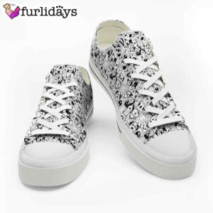 Dog Black White Doodle Pattern Low Top Shoes 3