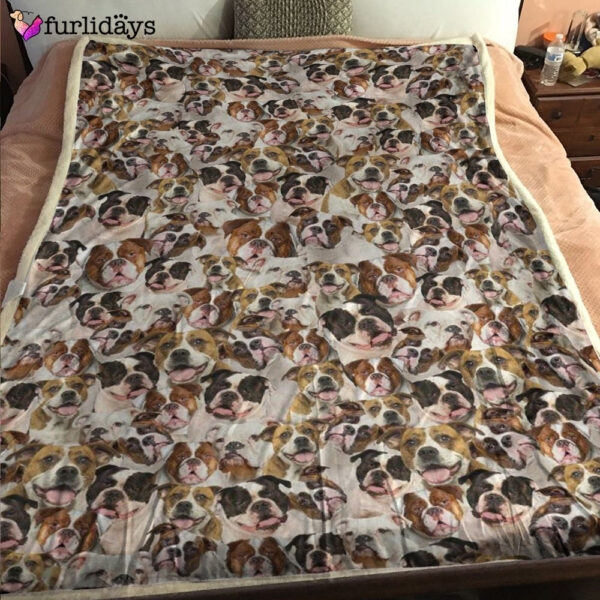 Dog Blanket – Dog Face Blanket – Dog Throw Blanket – American Bulldog 2 Full Face Blanket – Furlidays