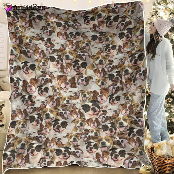 Dog Blanket – Dog Face Blanket – Dog Throw Blanket – American Bulldog 2 Full Face Blanket – Furlidays