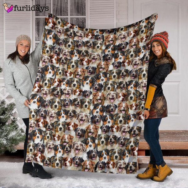 Dog Blanket – Dog Face Blanket – Dog Throw Blanket – Australian Shepherd Full Face Blanket – Furlidays
