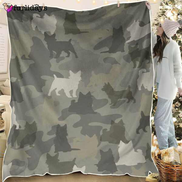Dog Blanket – Dog Face Blanket – Dog Throw Blanket – Australian Terrier Camo Blanket – Furlidays