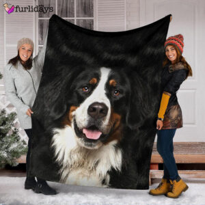 Dog Blanket Dog Face Blanket Dog Throw Blanket Bernese Mountain Dog 2 Face Hair Blanket Furlidays 3