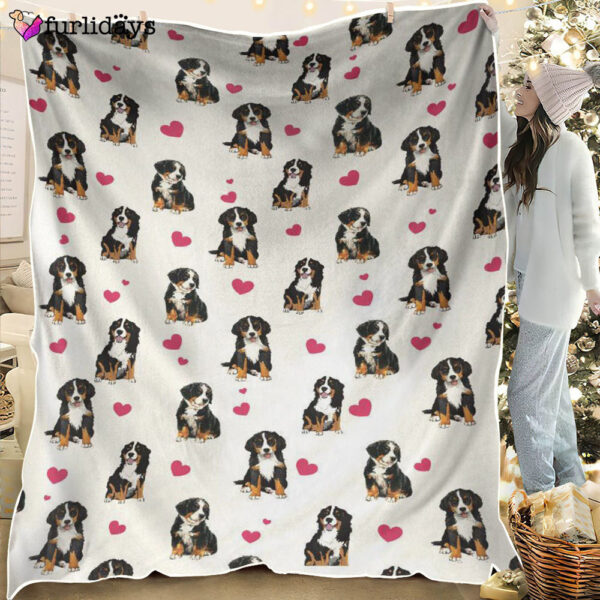 Dog Blanket – Dog Face Blanket – Dog Throw Blanket – Bernese Mountain Heart Blanket – Furlidays