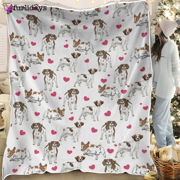 Dog Blanket – Dog Face Blanket – Dog Throw Blanket – Brittany Heart Blanket – Furlidays
