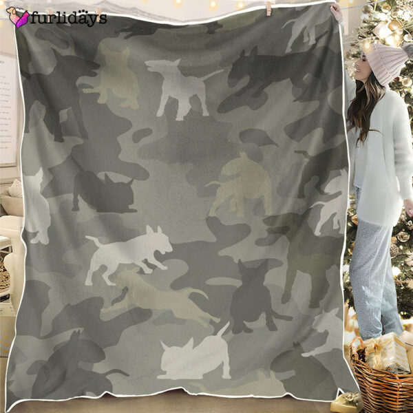 Dog Blanket – Dog Face Blanket – Dog Throw Blanket – Bull Terrier Camo Blanket – Furlidays
