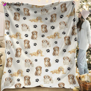 Dog Blanket Dog Face Blanket Dog Throw Blanket Cavachon Paw Blanket Furlidays 1