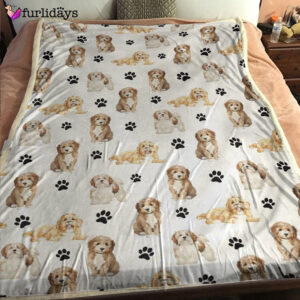 Dog Blanket Dog Face Blanket Dog Throw Blanket Cavachon Paw Blanket Furlidays 2