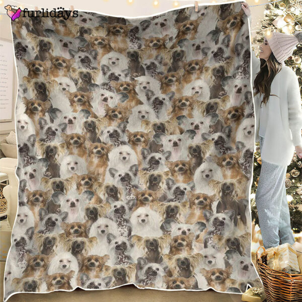 Dog Blanket – Dog Face Blanket – Dog Throw Blanket – Chinese Crested Dog Full Face Blanket – Furlidays