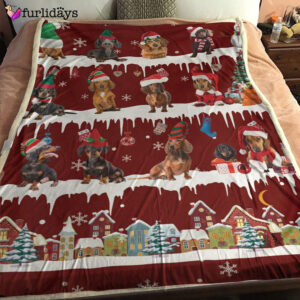 Dog Blanket Dog Face Blanket Dog Throw Blanket Dachshund Snow Christmas Blanket Furlidays 1