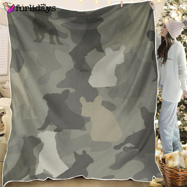Dog Blanket – Dog Face Blanket – Dog Throw Blanket – French Bulldog Camo Blanket – Furlidays