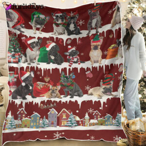 Dog Blanket Dog Face Blanket Dog Throw Blanket French Bulldog Snow Christmas Blanket Furlidays 1