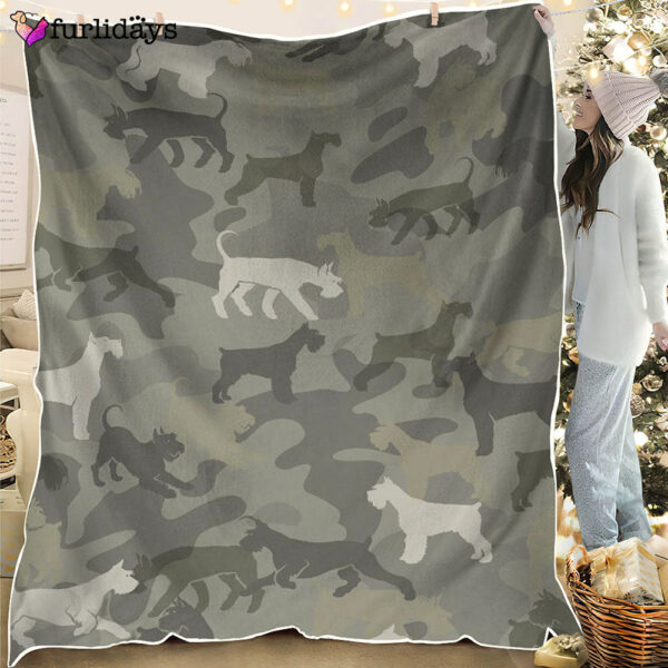 Dog Blanket – Dog Face Blanket – Dog Throw Blanket – Giant Schnauzer Camo Blanket – Furlidays