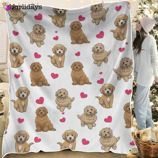 Dog Blanket – Dog Face Blanket – Dog Throw Blanket – Goldendoodle Heart Blanket – Furlidays