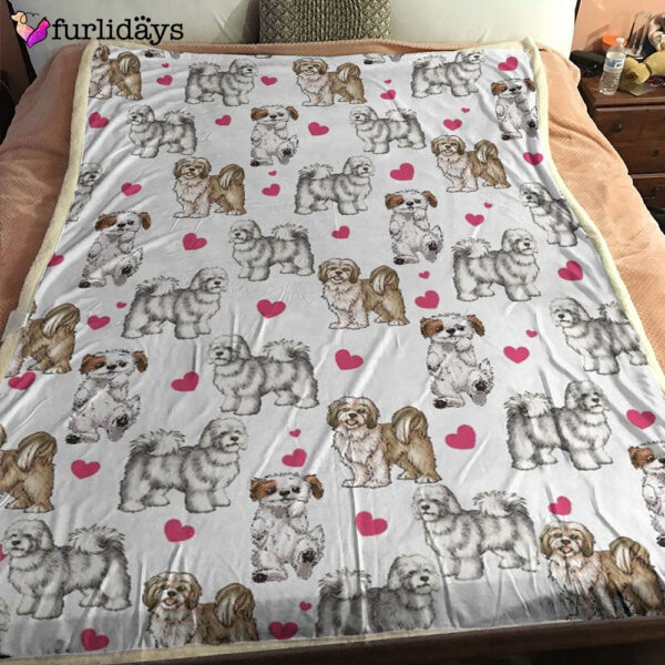 Dog Blanket – Dog Face Blanket – Dog Throw Blanket – Lhasa Apso Heart Blanket – Furlidays