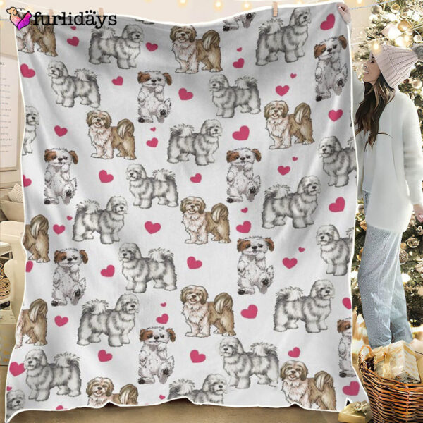 Dog Blanket – Dog Face Blanket – Dog Throw Blanket – Lhasa Apso Heart Blanket – Furlidays