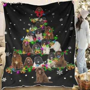 Dog Blanket Dog Face Blanket Dog Throw Blanket Newfoundland Christmas Tree Blanket Furlidays 2