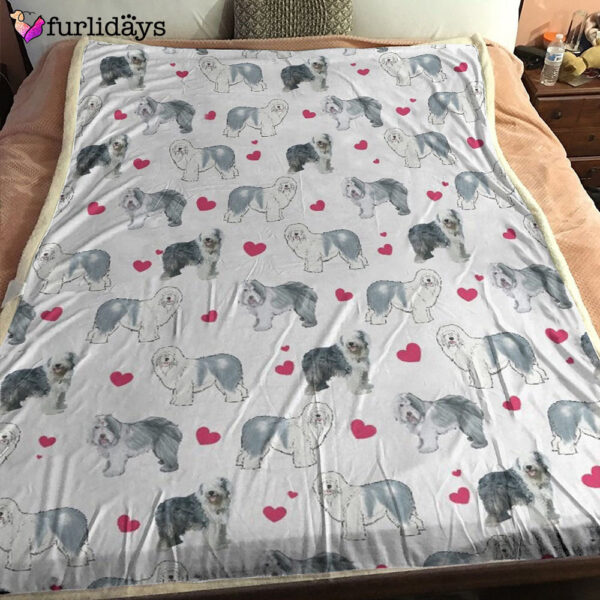 Dog Blanket – Dog Face Blanket – Dog Throw Blanket – Old English Sheepdog Heart Blanket – Furlidays
