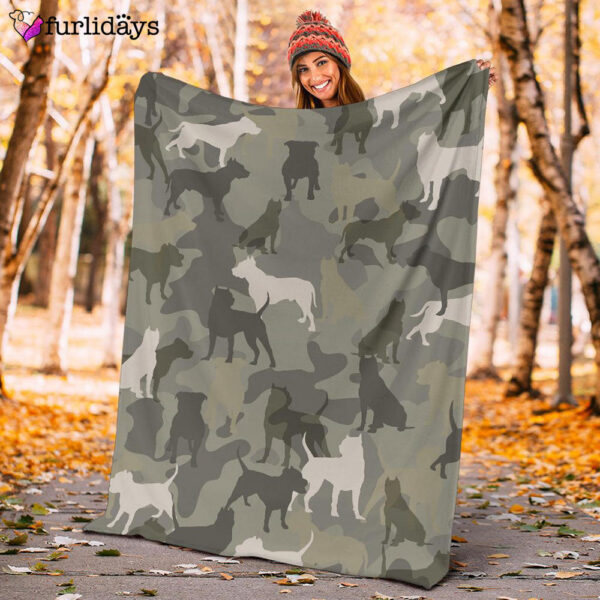 Dog Blanket – Dog Face Blanket – Dog Throw Blanket – Pitbull Camo Blanket – Furlidays