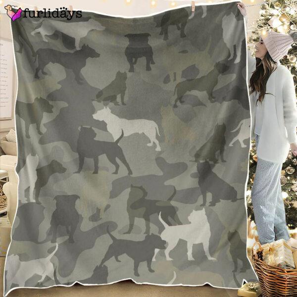 Dog Blanket – Dog Face Blanket – Dog Throw Blanket – Pitbull Camo Blanket – Furlidays