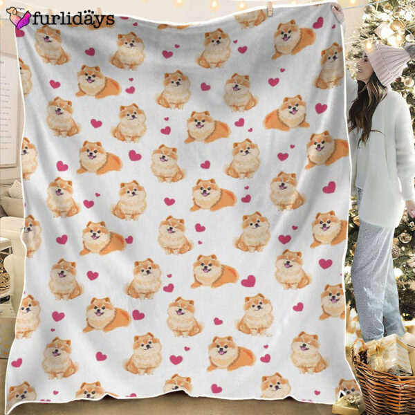 Dog Blanket – Dog Face Blanket – Dog Throw Blanket – Pomeranian Heart Blanket – Furlidays
