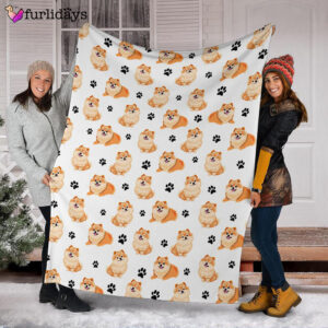 Dog Blanket Dog Face Blanket Dog Throw Blanket Pomeranian Paw Blanket Furlidays 3