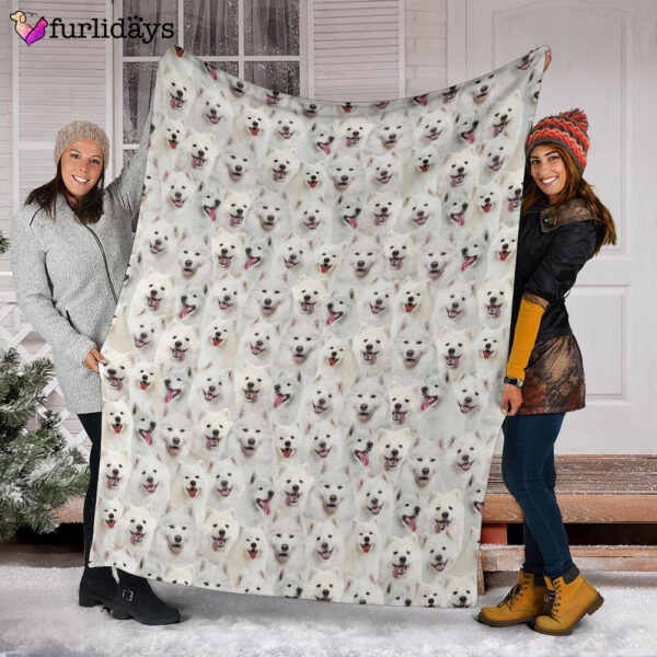 Dog Blanket – Dog Face Blanket – Dog Throw Blanket – Samoyed Full Face Blanket – Furlidays
