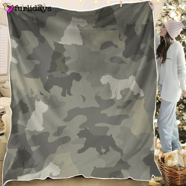 Dog Blanket – Dog Face Blanket – Dog Throw Blanket – Schnauzer Camo Blanket – Furlidays