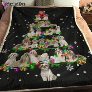 Dog Blanket Dog Face Blanket Dog Throw Blanket Shih Tzu Christmas Tree Blanket Furlidays 1