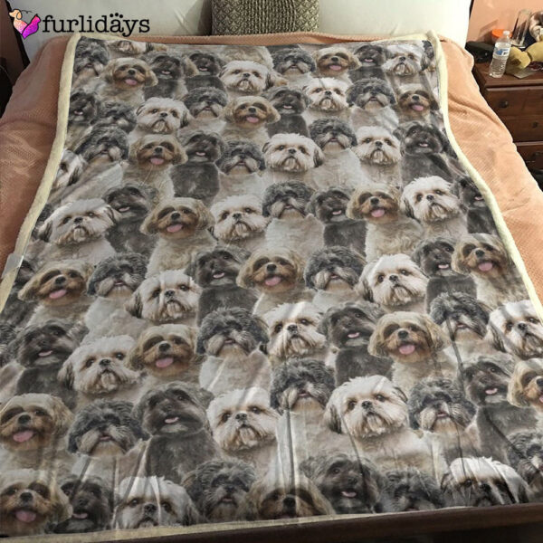 Dog Blanket – Dog Face Blanket – Dog Throw Blanket – Shih Tzu Sherpa Blanket – Furlidays
