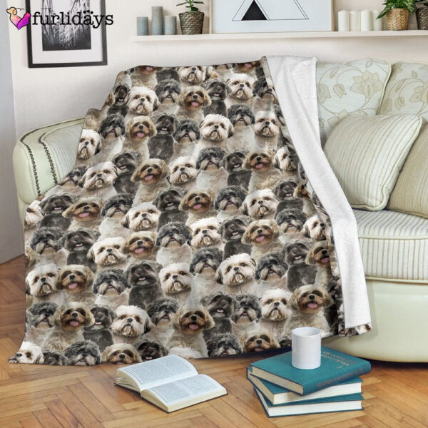 Dog Blanket – Dog Face Blanket – Dog Throw Blanket – Shih Tzu Sherpa Blanket – Furlidays