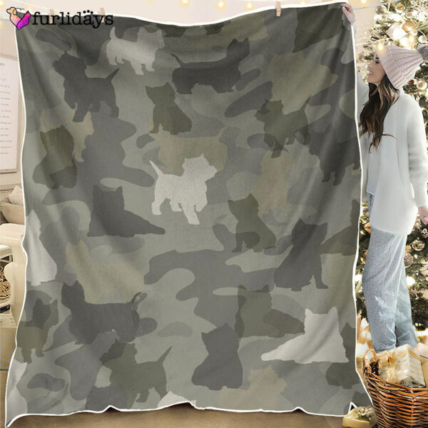 Dog Blanket – Dog Face Blanket – Dog Throw Blanket – West Highland White Terrier Camo Blanket – Furlidays