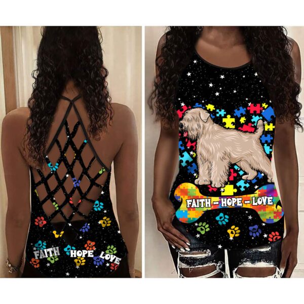 Dog Footprint And Puzzle Criss Cross Open Back Tank Top – Workout Shirts – Gift For Dog Lovers