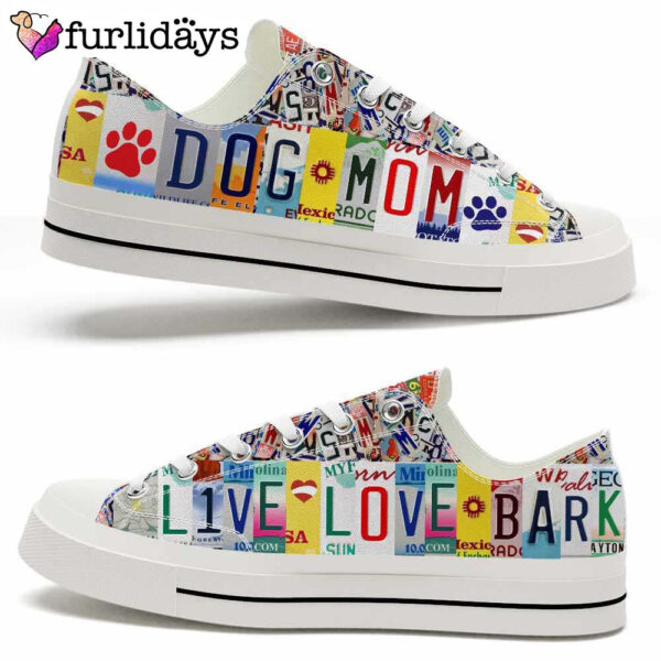Dog Live Love Bark License Plate Low Top Shoes  – Happy International Dog Day Canvas Sneaker – Owners Gift Dog Breeders