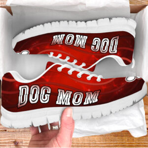 Dog Mom Shoes Lighting Red Background…