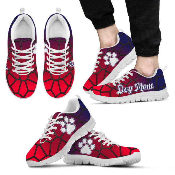 Dog Mom Shoes Line Art Red Blue Sneaker Walking Shoes – Best Shoes For Dog Lover – Best Gift For Dog Mom