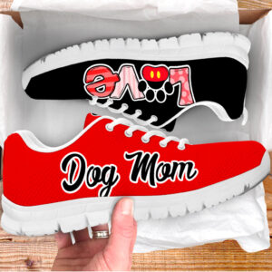 Dog Mom Shoes Love Black Red Sneaker Walking Shoes Best Shoes For Dog Lover Best Gift For Dog Mom 1