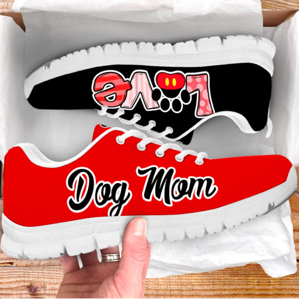 Dog Mom Shoes Love Black Red Sneaker Walking Shoes – Best Shoes For Dog Lover – Best Gift For Dog Mom