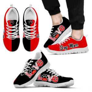Dog Mom Shoes Love Black Red Sneaker Walking Shoes Best Shoes For Dog Lover Best Gift For Dog Mom 2