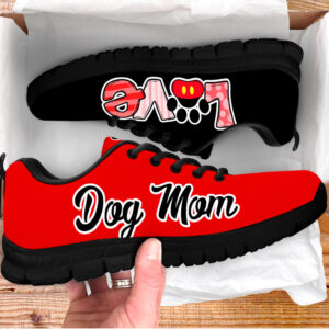 Dog Mom Shoes Love Black Red Sneaker Walking Shoes Best Shoes For Dog Lover Best Gift For Dog Mom 3