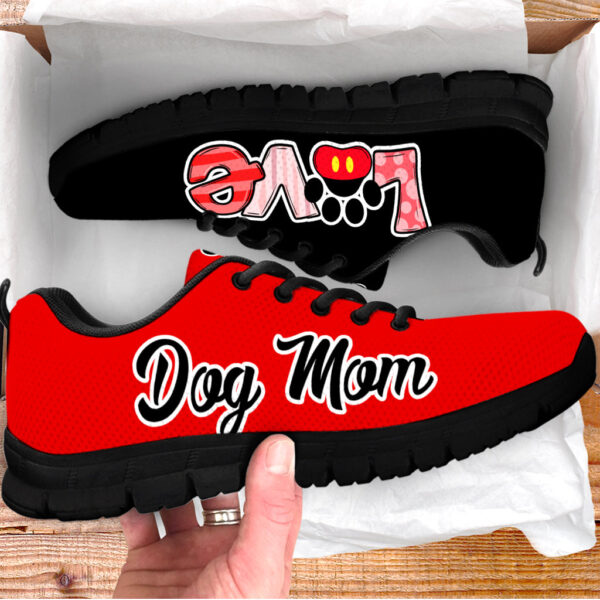 Dog Mom Shoes Love Black Red Sneaker Walking Shoes – Best Shoes For Dog Lover – Best Gift For Dog Mom