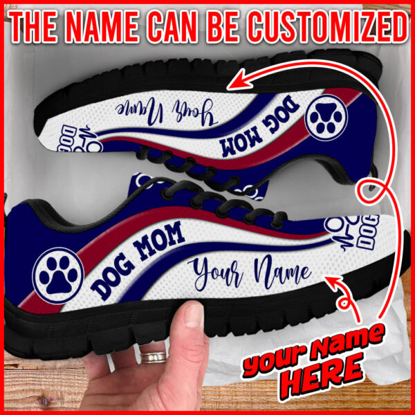 Dog Mom Shoes Symbol Stripes Pattern Sneaker Walking Shoes – Personalized Custom – Best Shoes For Dog Lover