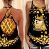 Dogecoin Criss Cross Open Back Tank Top – Workout Shirts – Gift For Dog Lovers