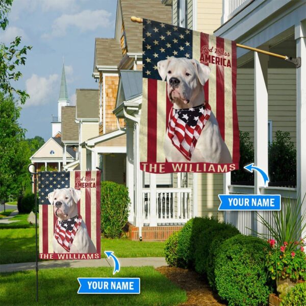 Dogo Argentino God Bless America Personalized Flag – Custom Dog Garden Flags – Dog Flags Outdoor