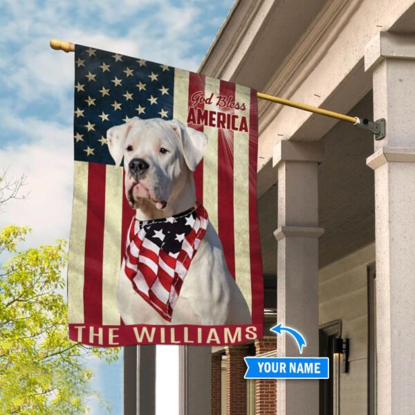 Dogo Argentino God Bless America Personalized Flag – Custom Dog Garden Flags – Dog Flags Outdoor