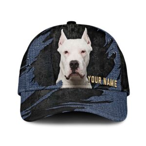 Dogo Argentino Jean Background Custom Name Cap Classic Baseball Cap All Over Print Gift For Dog Lovers 1 z6aduv