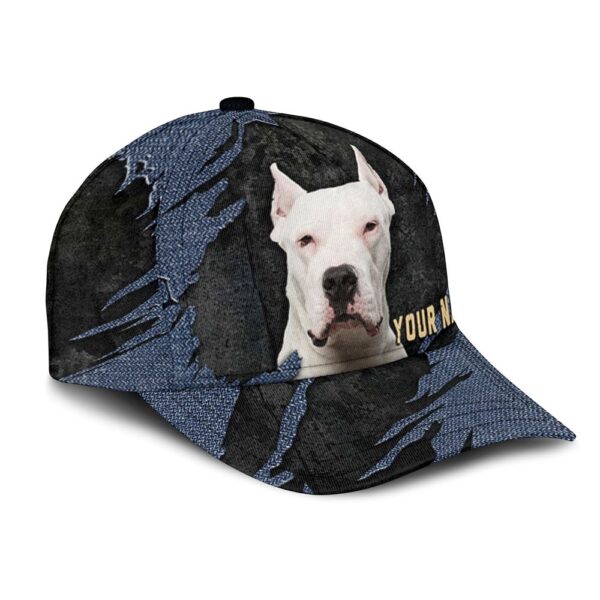 Dogo Argentino Jean Background Custom Name & Photo Dog Cap – Classic Baseball Cap All Over Print – Gift For Dog Lovers
