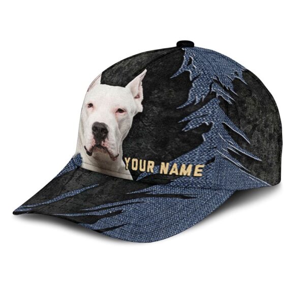 Dogo Argentino Jean Background Custom Name & Photo Dog Cap – Classic Baseball Cap All Over Print – Gift For Dog Lovers