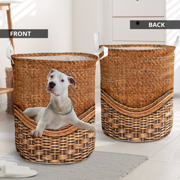 Dogo Argentino Rattan Texture Laundry Basket – Dog Laundry Basket – Christmas Gift For Her – Home Decor